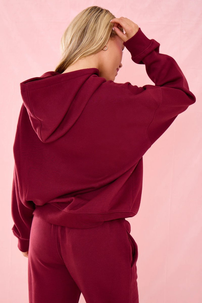 Kaiia Kaiia Slogan Oversized Hoodie Warm Berry - 4