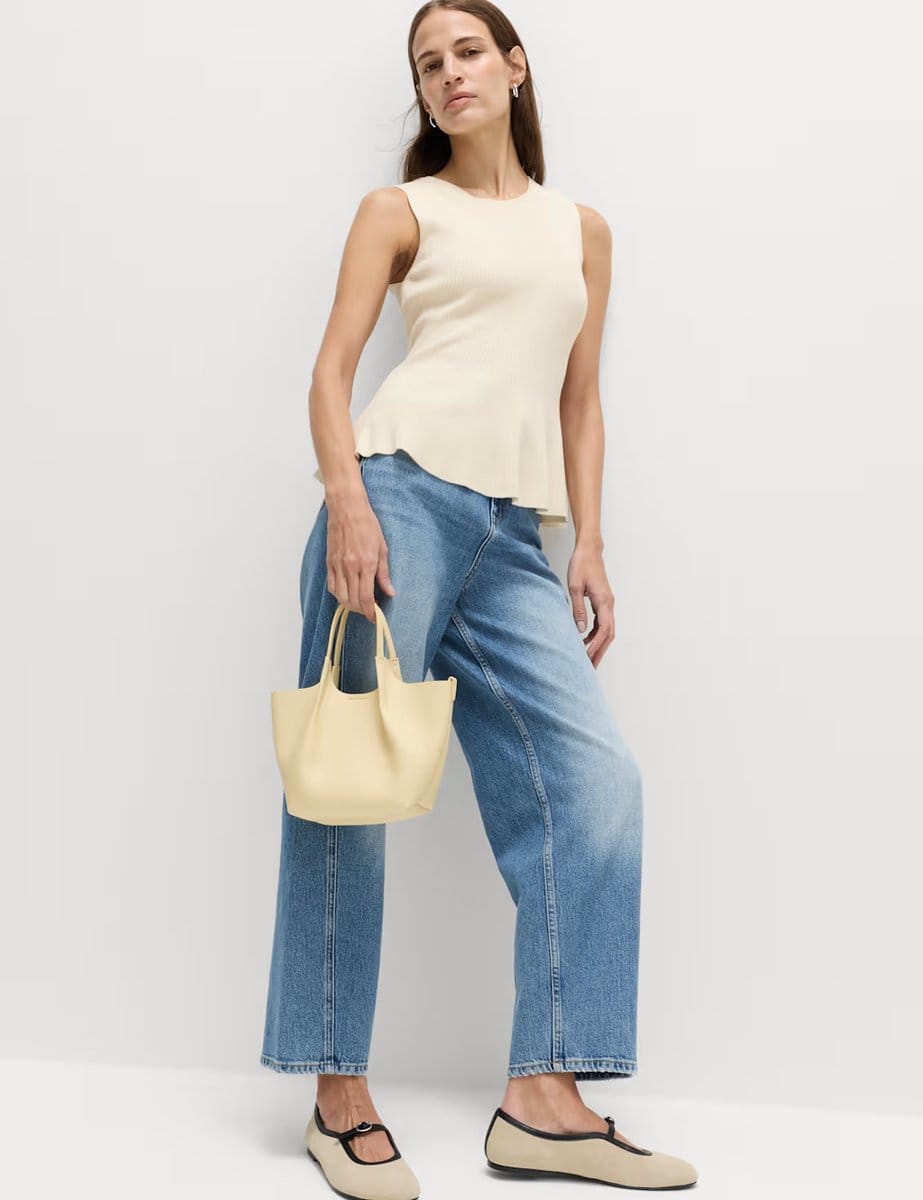 Marks & Spencer M&S Ribbed Peplum Knitted Vest Vanilla - 4