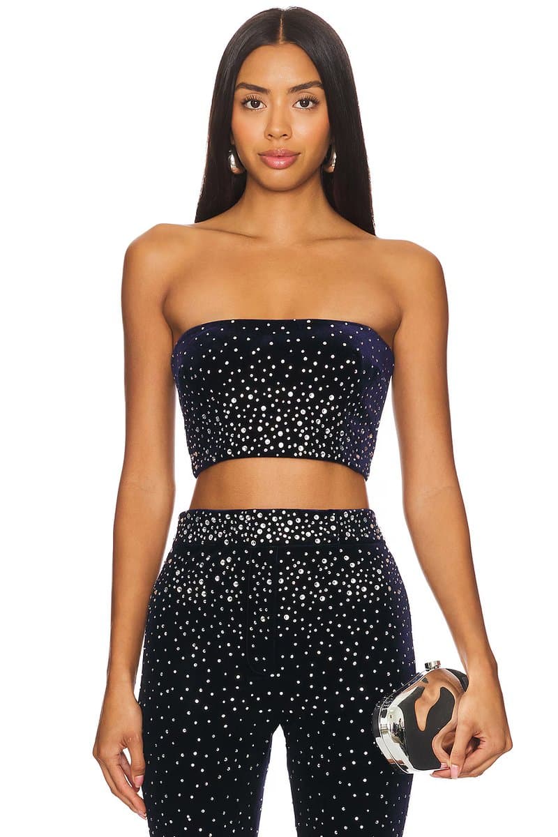 revolve Revolve Crystal Velvet Crop Top in Midnight