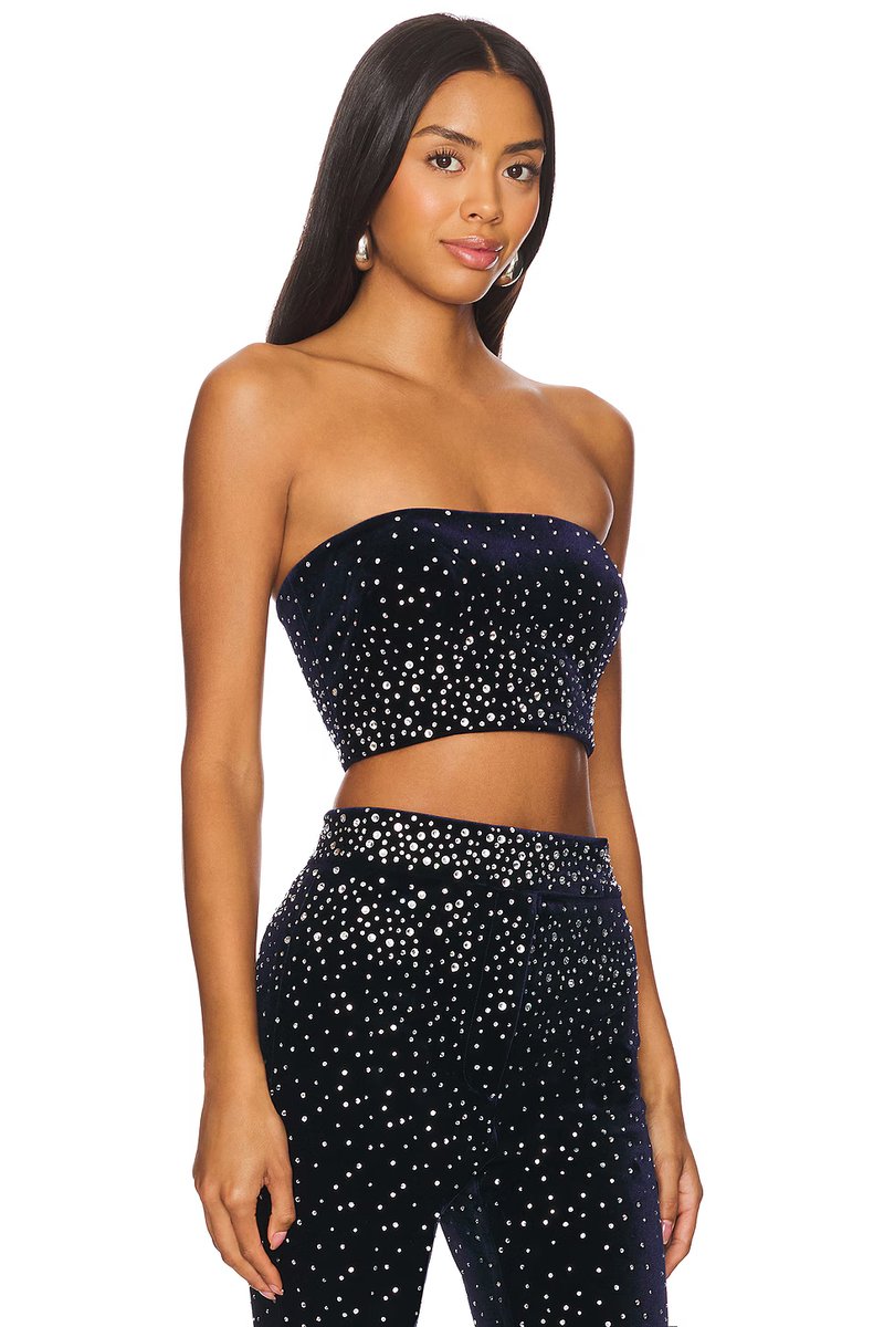 revolve Crystal Velvet Crop Top - 2