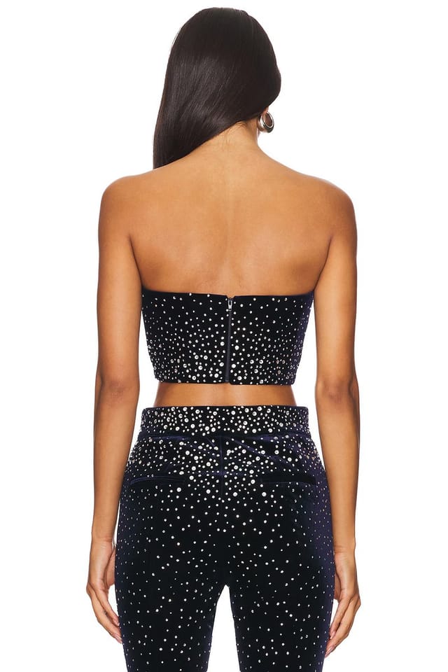 revolve Crystal Velvet Crop Top - 3