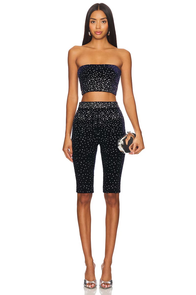 revolve Crystal Velvet Crop Top - 4