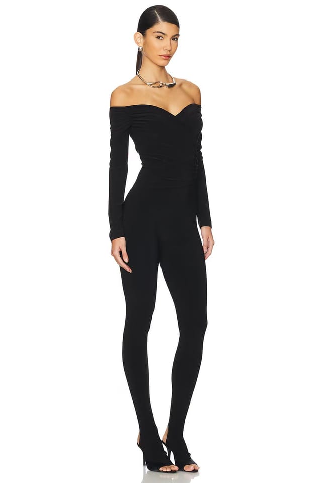 revolve Off Shoulder Sweetheart Catsuit With Footie - 2