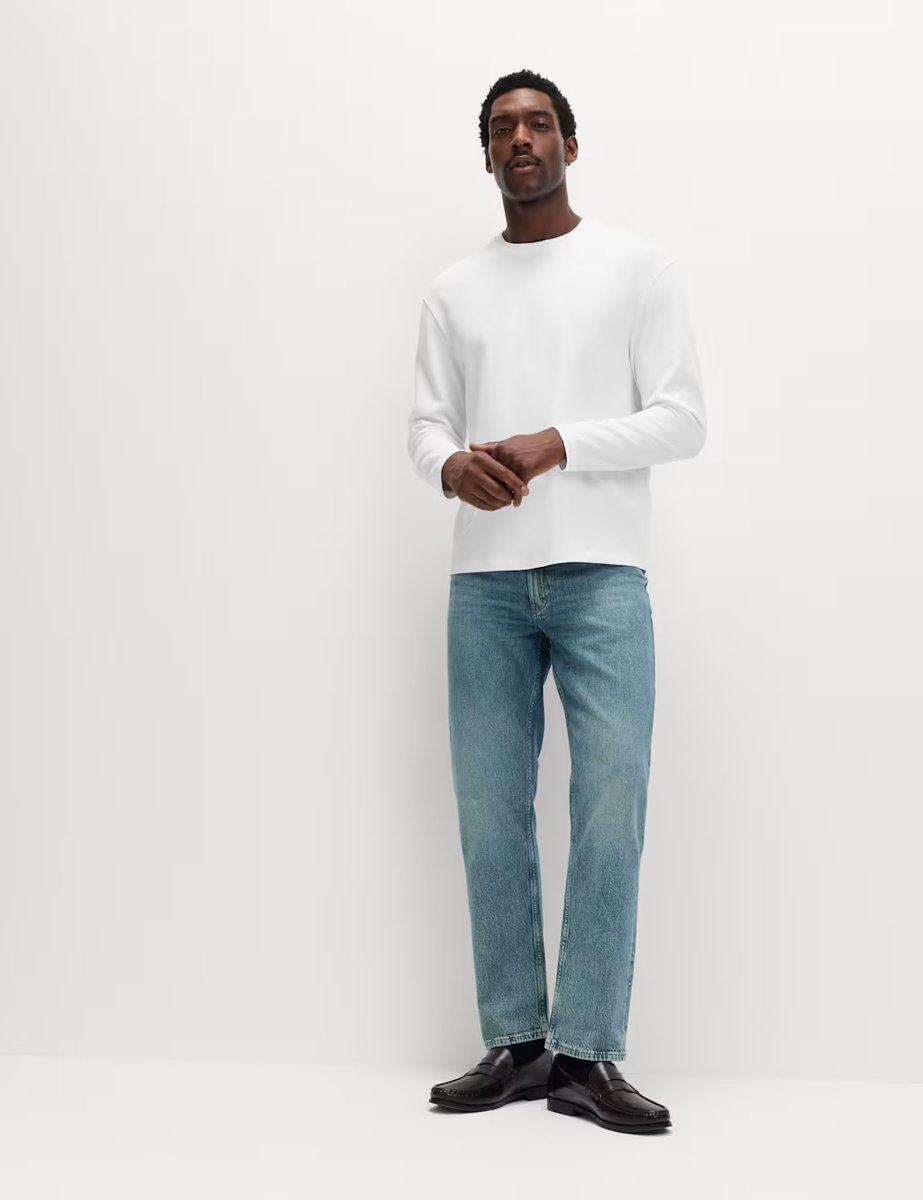 Marks & Spencer M&S Ultimate Cotton Blend Long Sleeve T-Shirt White - 2