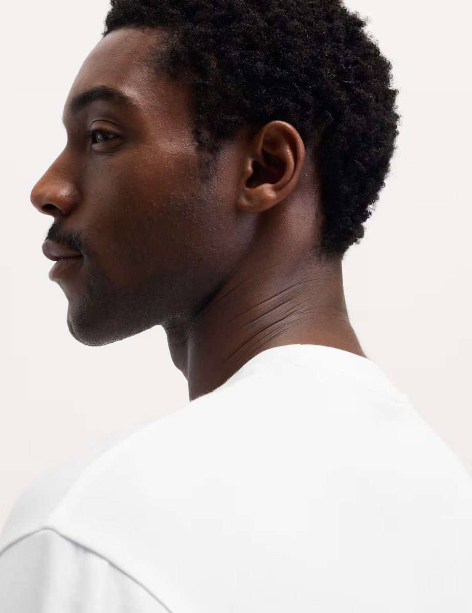 Marks & Spencer M&S Ultimate Cotton Blend Long Sleeve T-Shirt White - 3