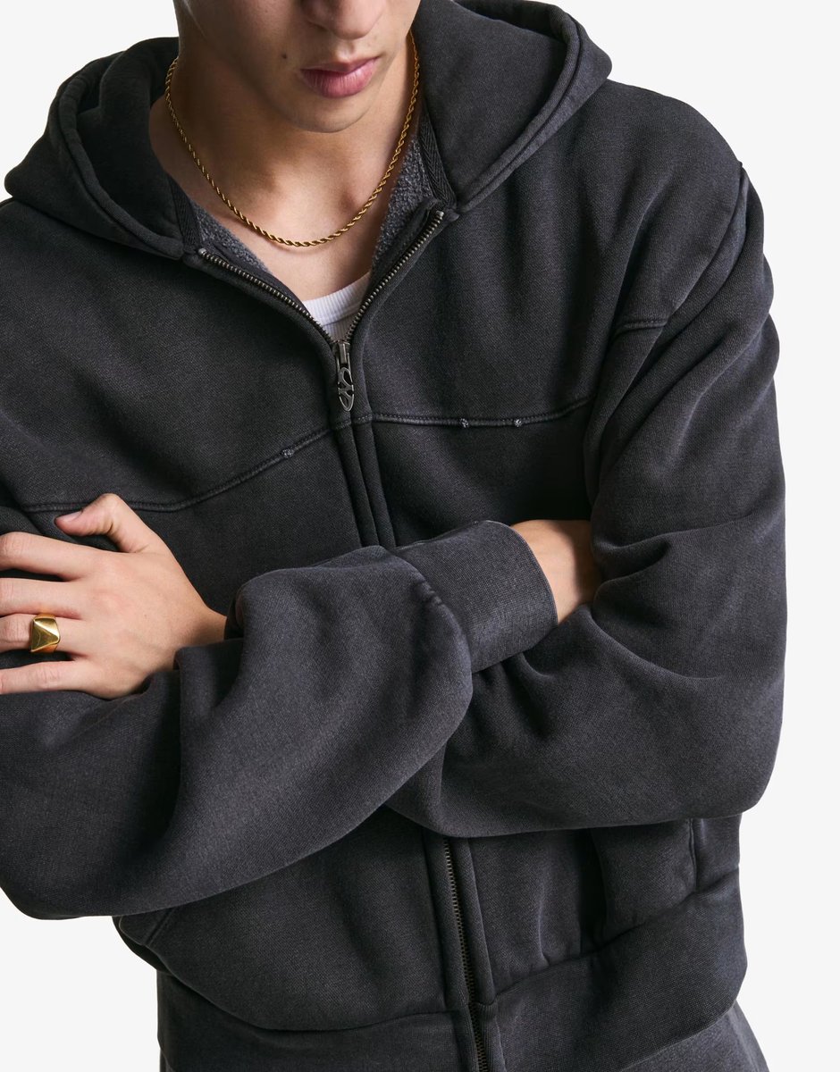 ASOS Bershka Cropped boxy fit zip-up sweatshirt in black&white - 2