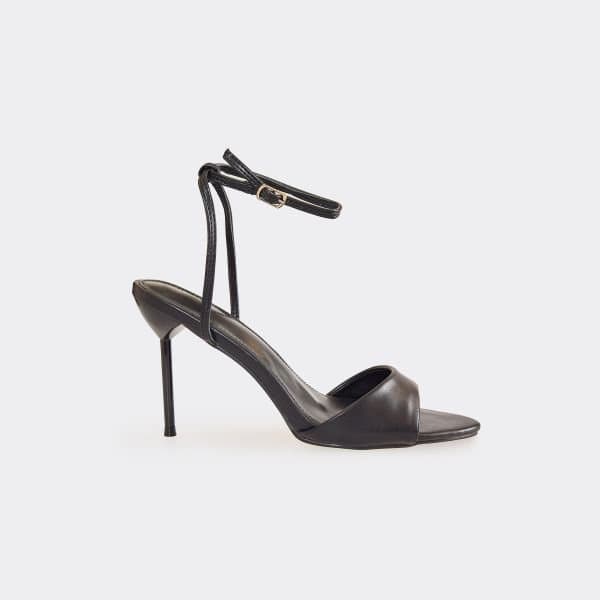 EGO EGO Connection Peep Toe Ankle Strap Stiletto Heel in Black