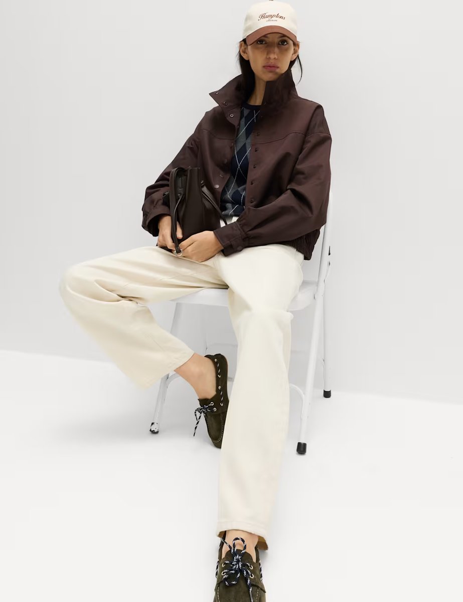 Marks & Spencer M&S Cotton Rich Funnel Neck Bomber Jacket Dark Chocolate - 3