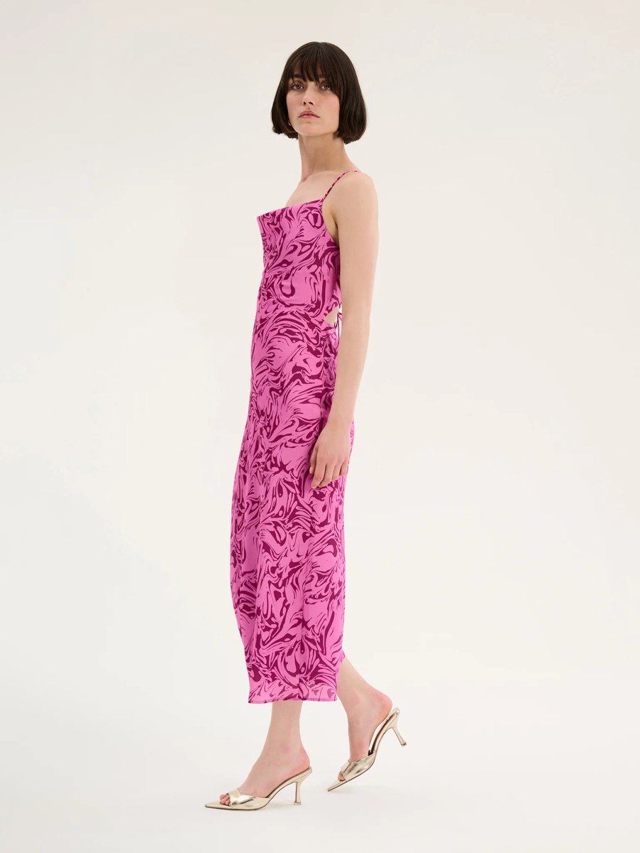 OMNES Riviera Slip Midi Dress in Pink Marble - 2