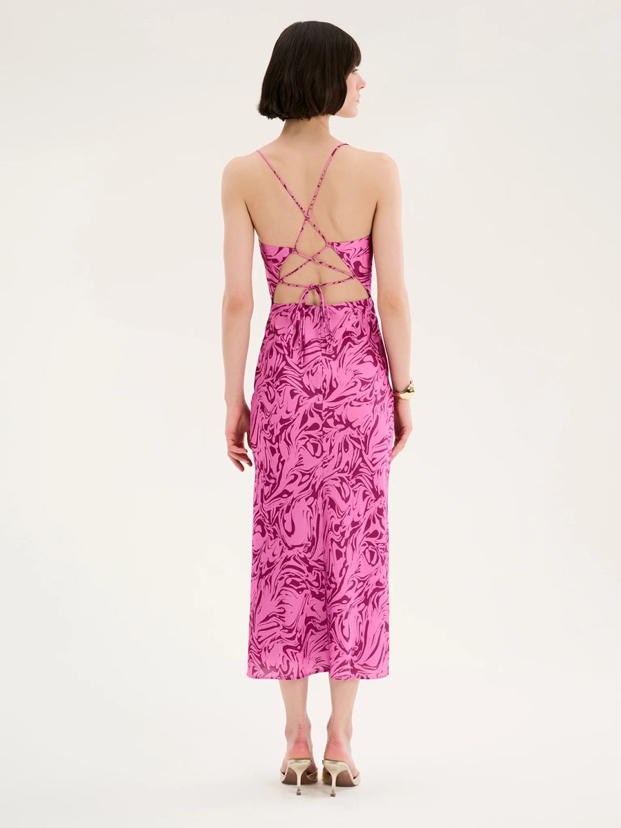 OMNES Riviera Slip Midi Dress in Pink Marble - 3