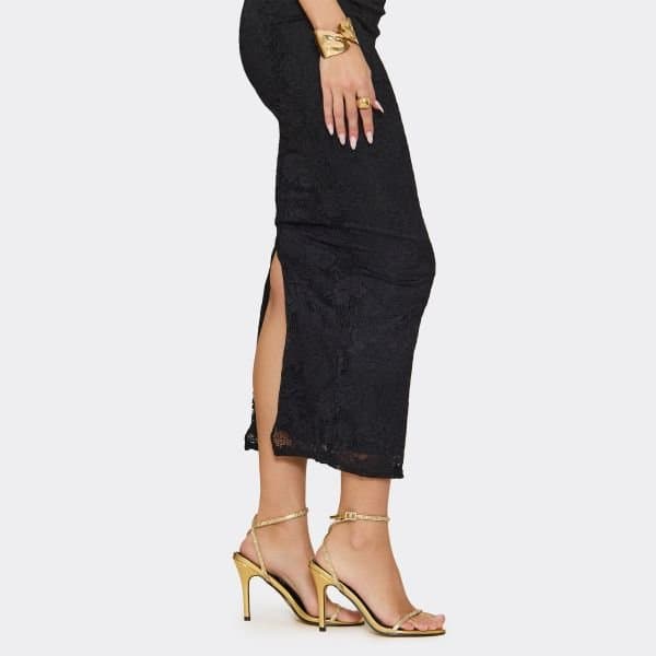 EGO Second-Date Diamante Ankle Strap Stiletto Heel In Gold Faux Leather, Women's Size UK 3
