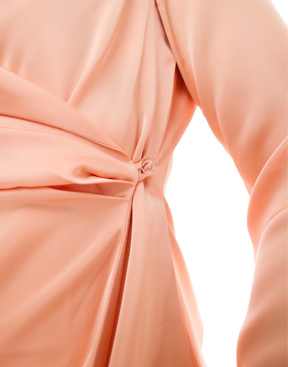 ASOS Narrated Wrap front blazer mini dress in peach - 4