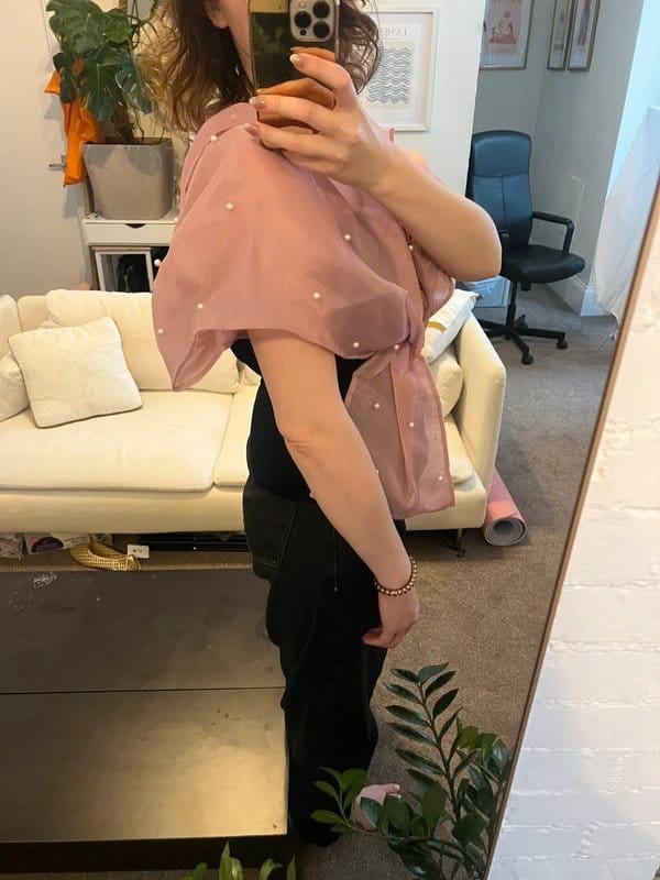 ASOS ASOS luxe velvet top with pink bow - 3