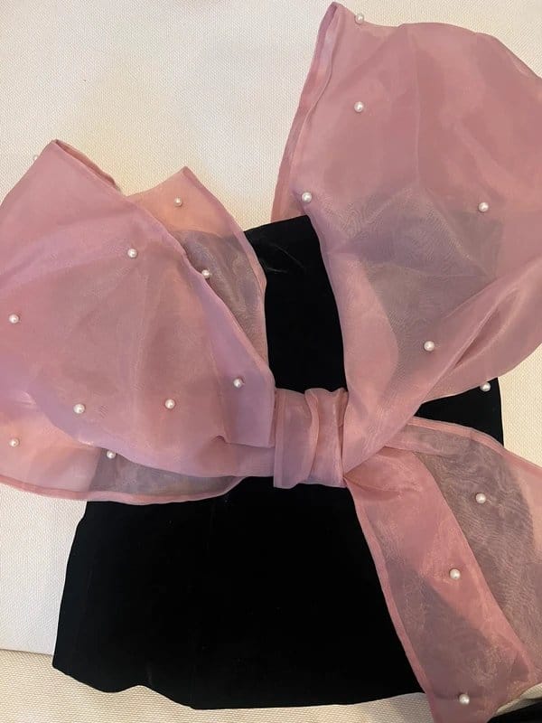 ASOS ASOS luxe velvet top with pink bow - 4