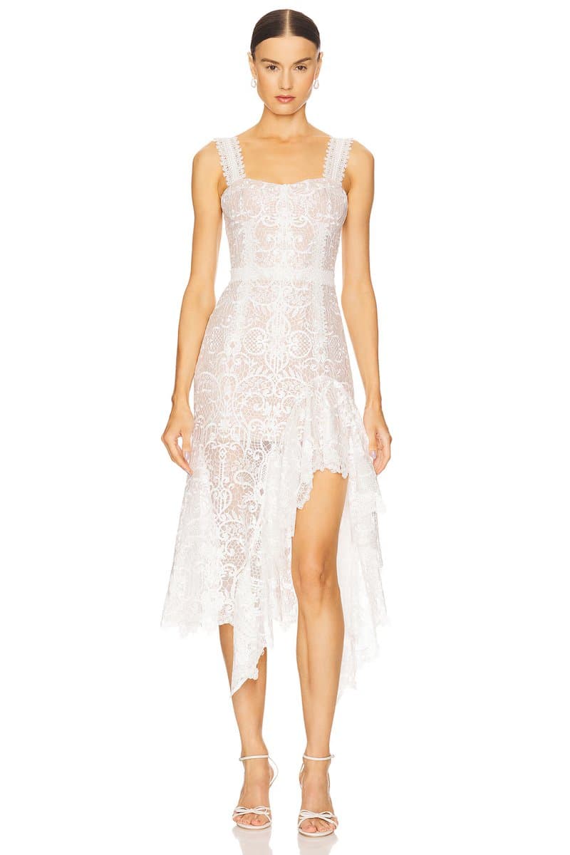 revolve Revolve Tiffany Blanc Lace Midi Dress in White