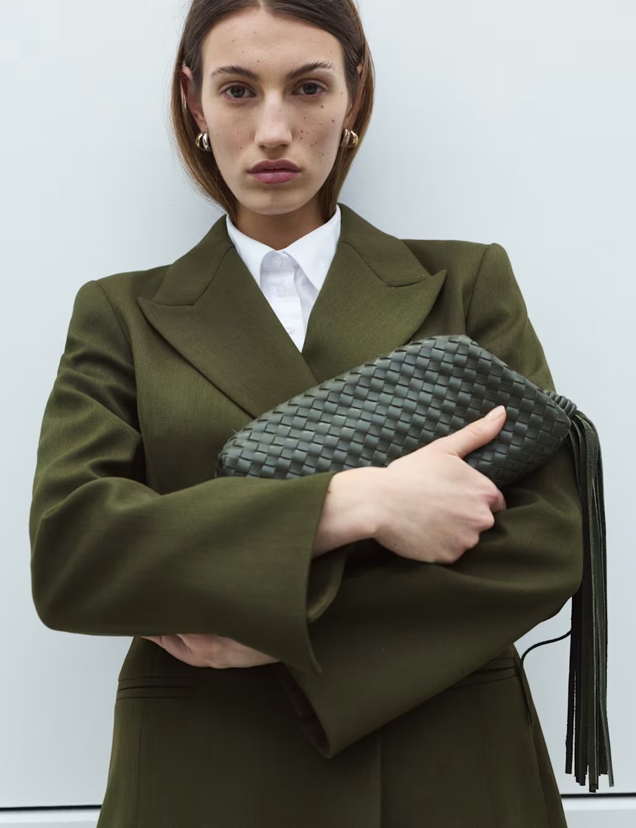 Marks & Spencer M&S Waisted Asymmetric Longline Blazer Olive - 2