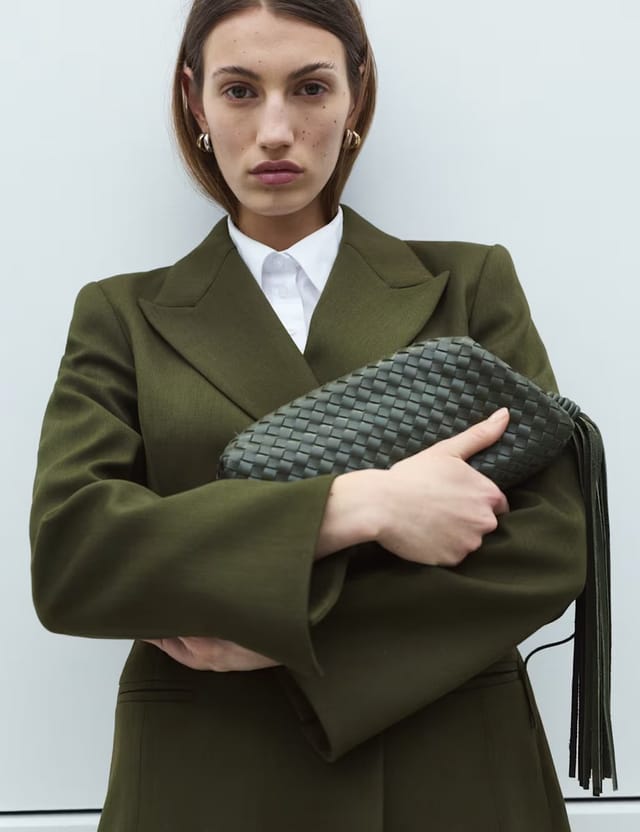 Marks & Spencer M&S Waisted Asymmetric Longline Blazer Olive - 2