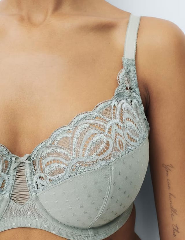 Marks & Spencer M&S Amelia Lace Wired Full Cup Bra (F-J) Soft Green - 2