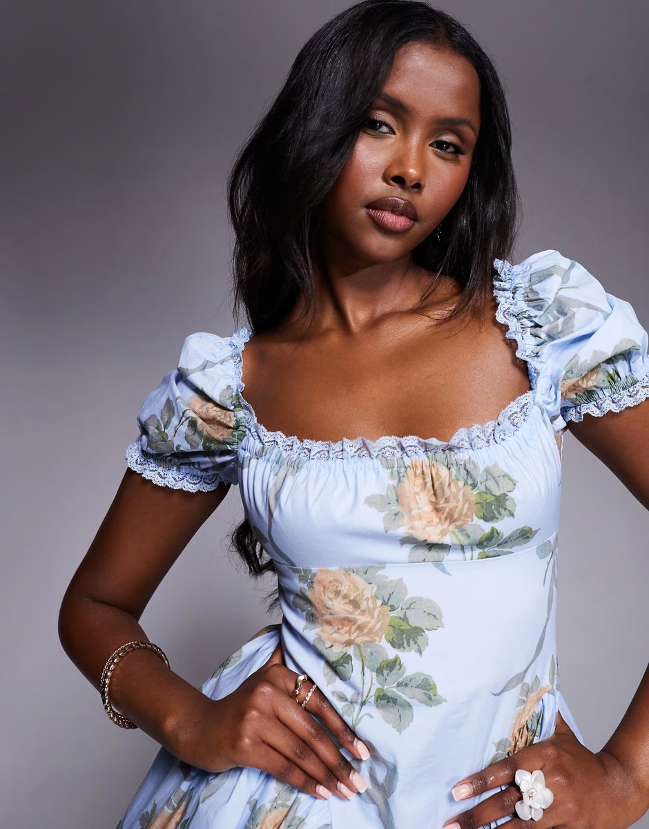 ASOS House of CB Rosie cotton mini dress in blue - 4