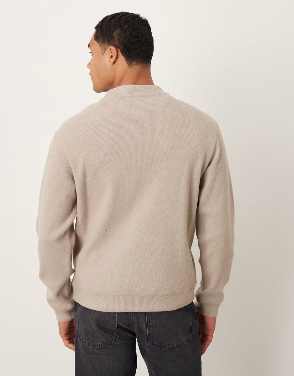 ASOS Mango compact knit mock neck jumper in oat - 4