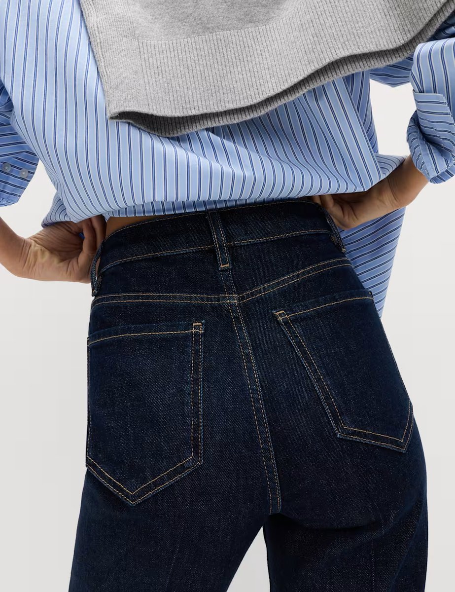 Marks & Spencer M&S High Waisted Flared Jeans Dark Indigo - 3