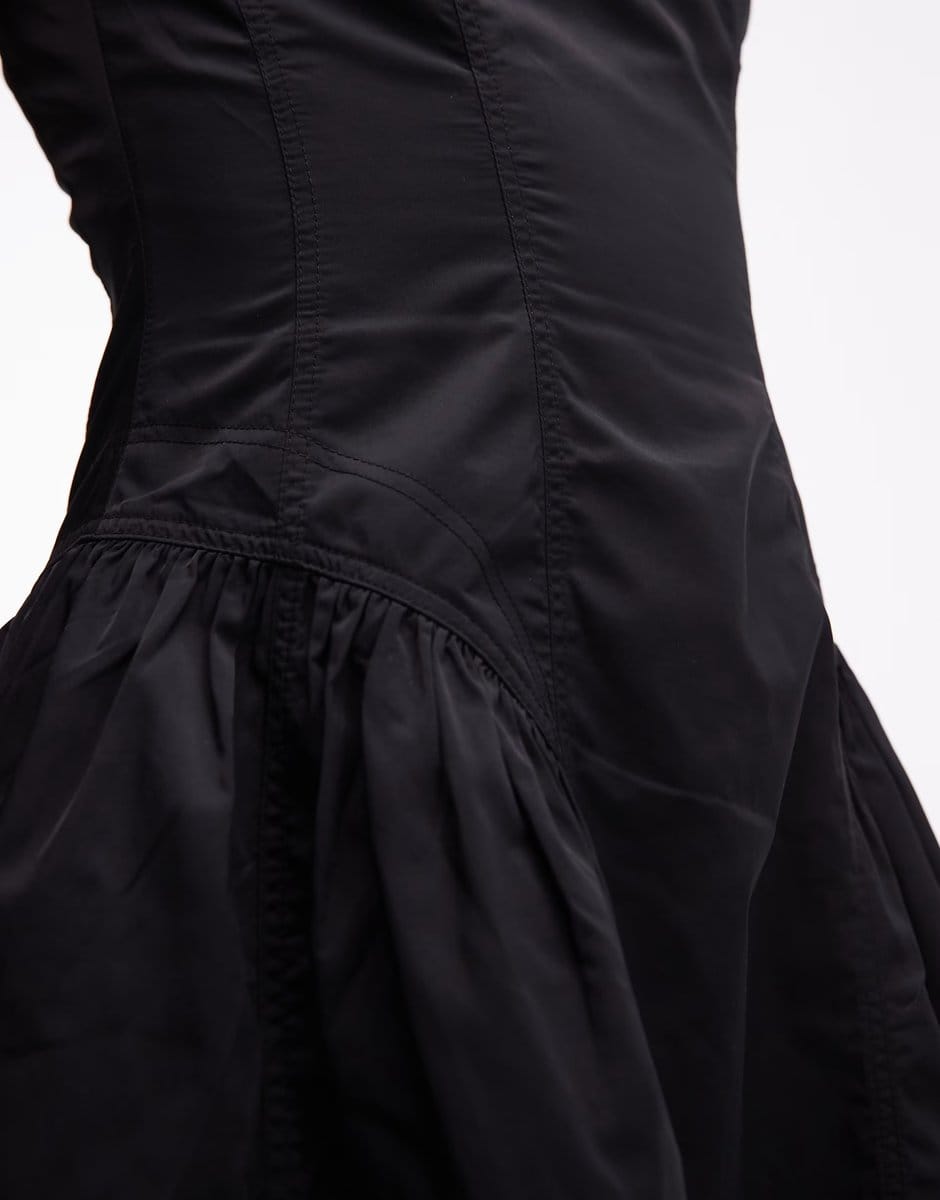 ASOS & Other Stories drop waist nylon mini dress with cinched waist in black - 4