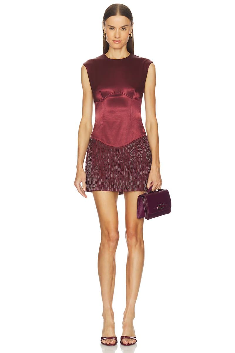 revolve Revolve Embellished Mini Dress in Burgundy