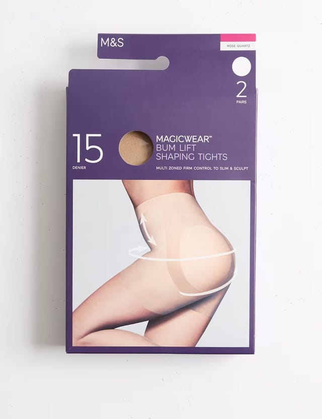 Marks & Spencer M&S 2 Pack 15 Denier Magicwear™ Bum Lift Tights Rose Quartz - 2