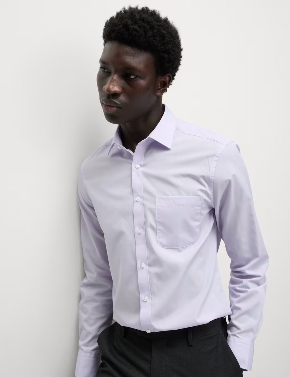 Marks & Spencer M&S 3 Pack Slim Fit Easy Iron Cotton Blend Shirts Lilac Mix - 3