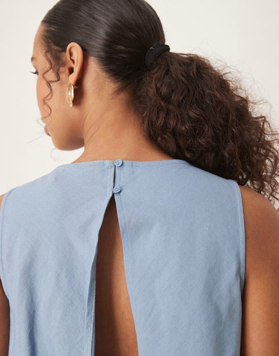 ASOS ASOS DESIGN double layer jumpsuit with open back in denim blue - 3