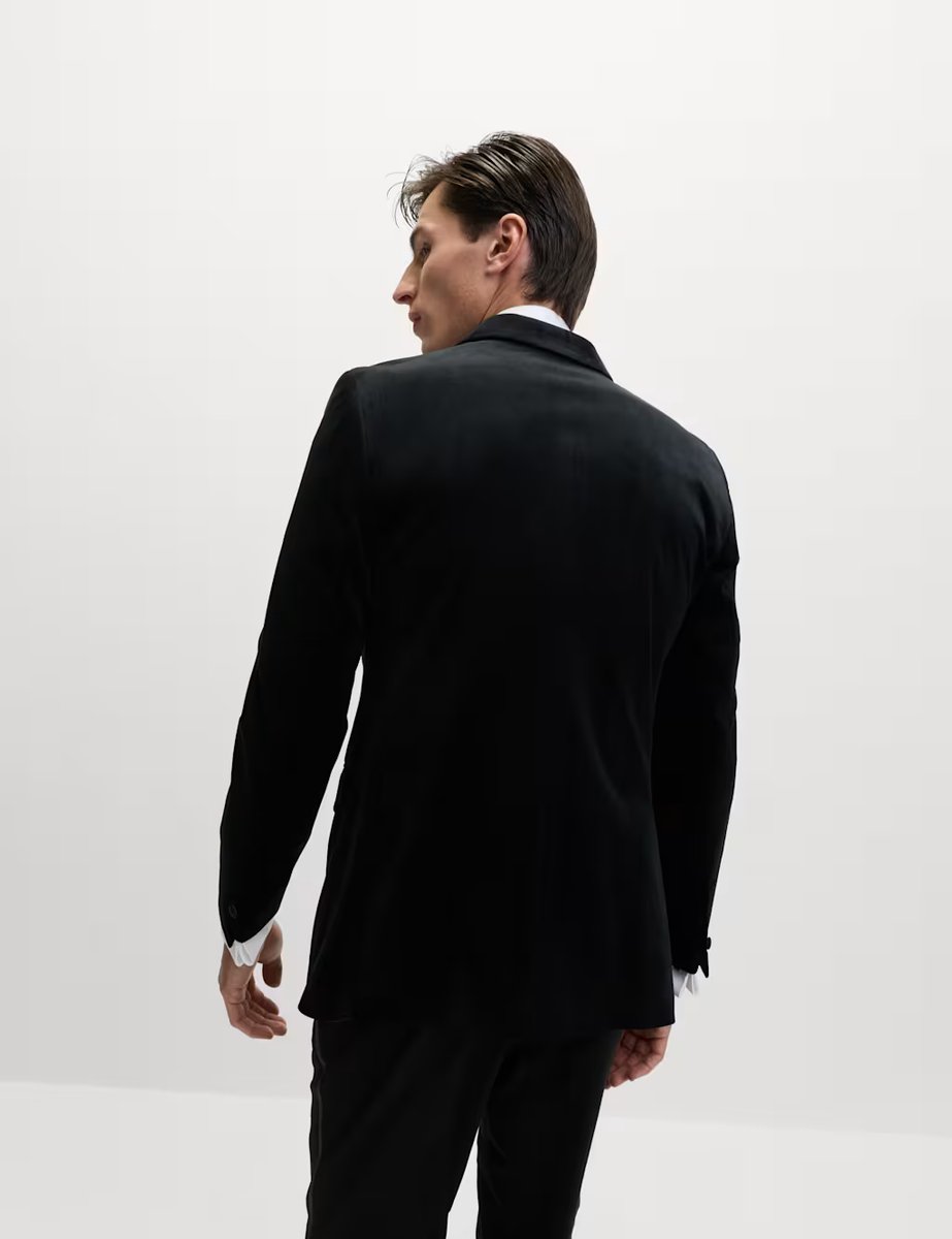 Marks & Spencer M&S Tailored Fit Velvet Suit Jacket Black - 4