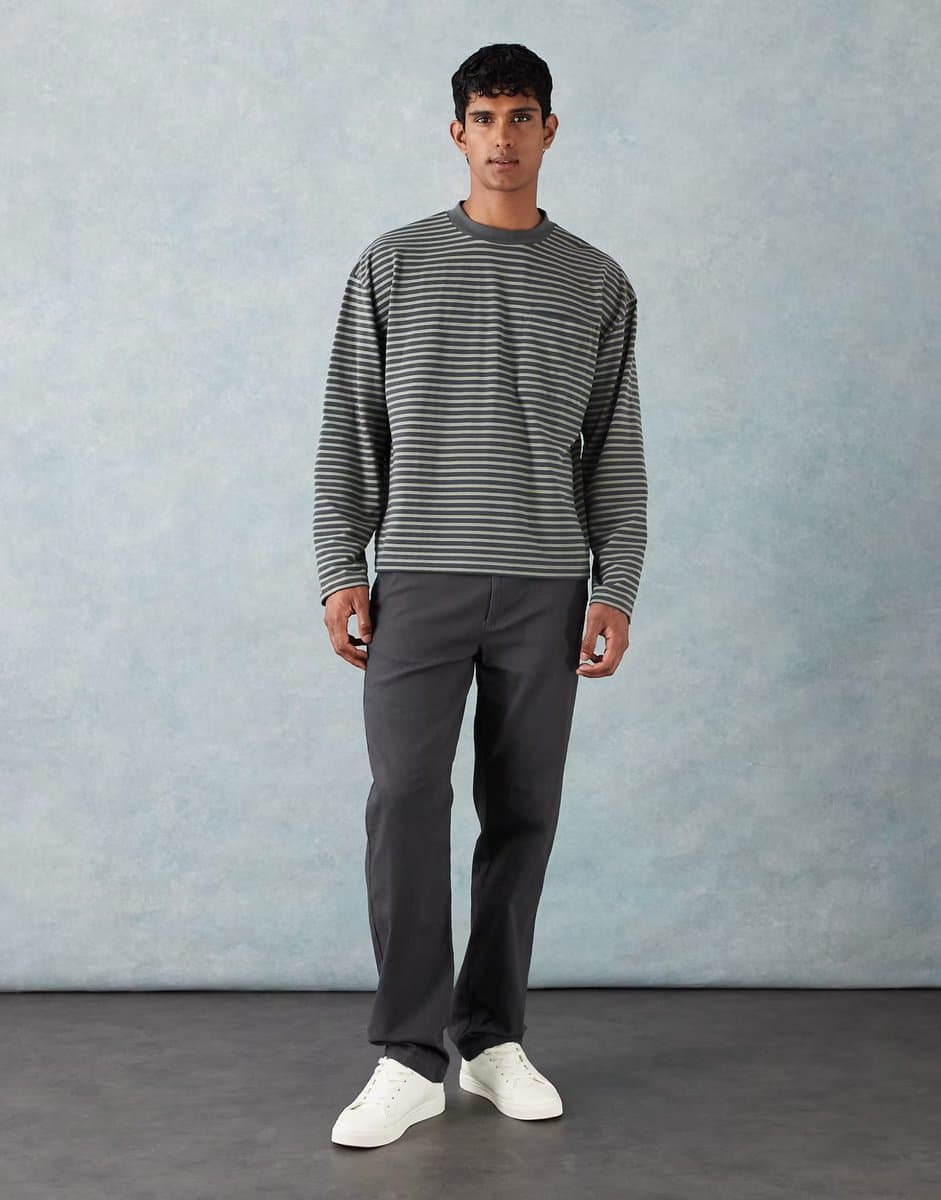 ASOS ASOS DESIGN straight chinos in charcoal