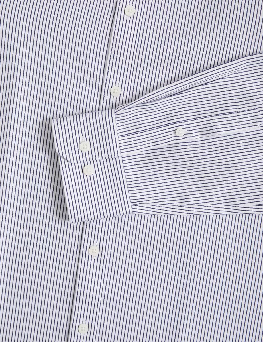 Marks & Spencer M&S Regular Fit Ultimate Non Iron Cotton Striped Shirt White/Navy - 2