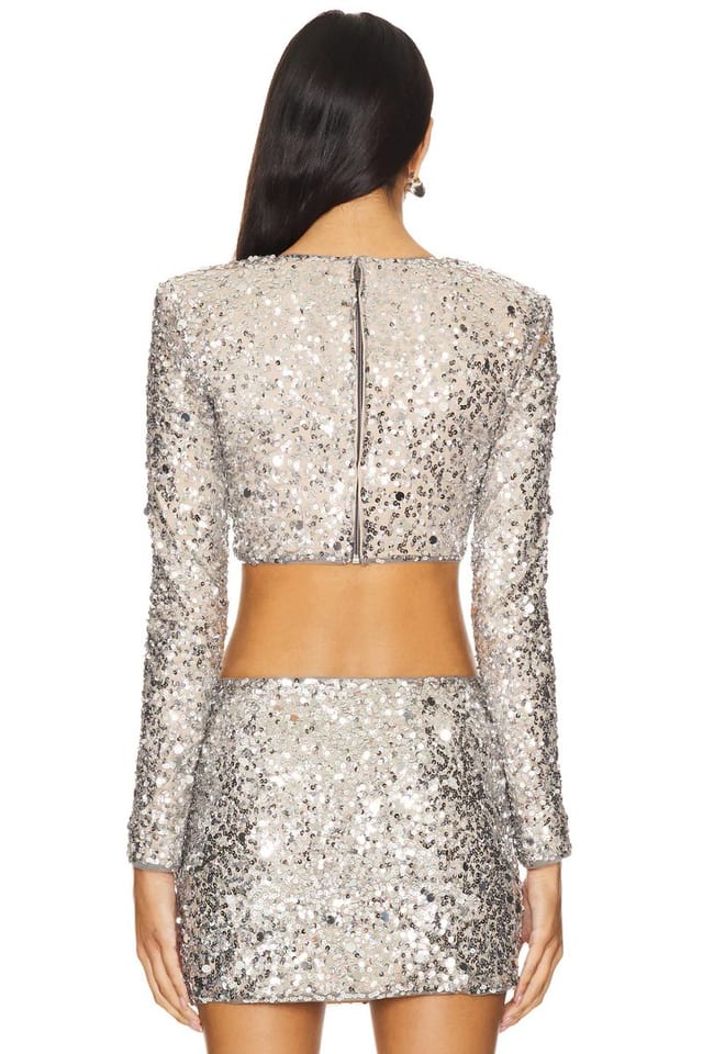 revolve Crystal Sequin Cropped Top - 3