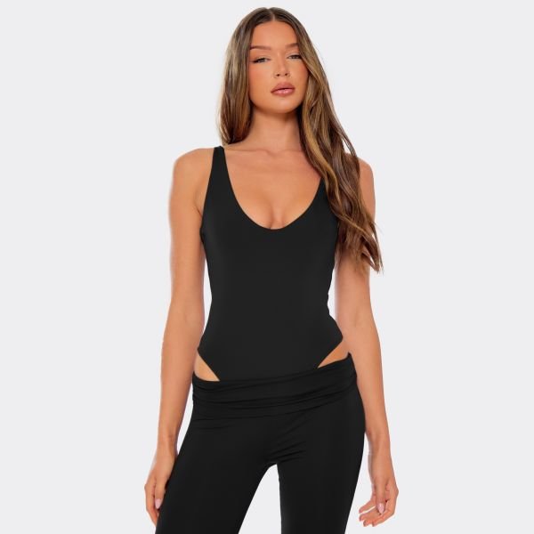 EGO Plunge Sculpted Bodysuit In Black, Women's Size UK 6 - 2