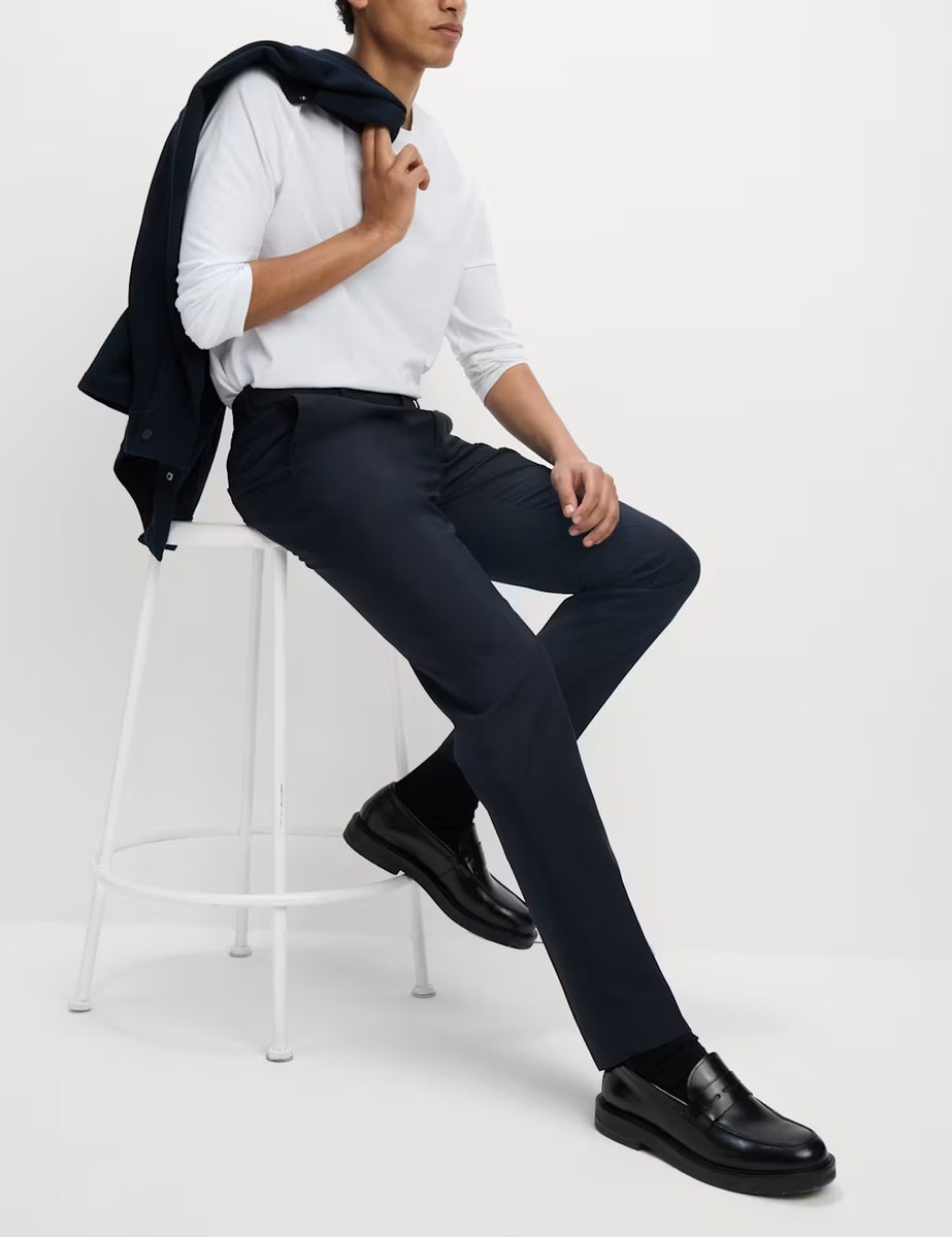 Marks & Spencer M&S Slim Fit Crease Resist Smart Trousers Navy - 4