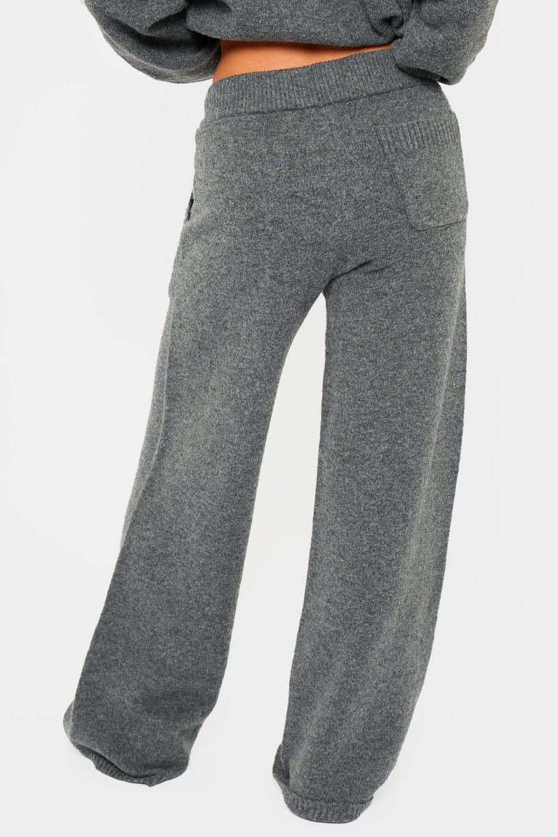 Kaiia Kaiia Knit Wide Leg Trousers Charcoal - 4