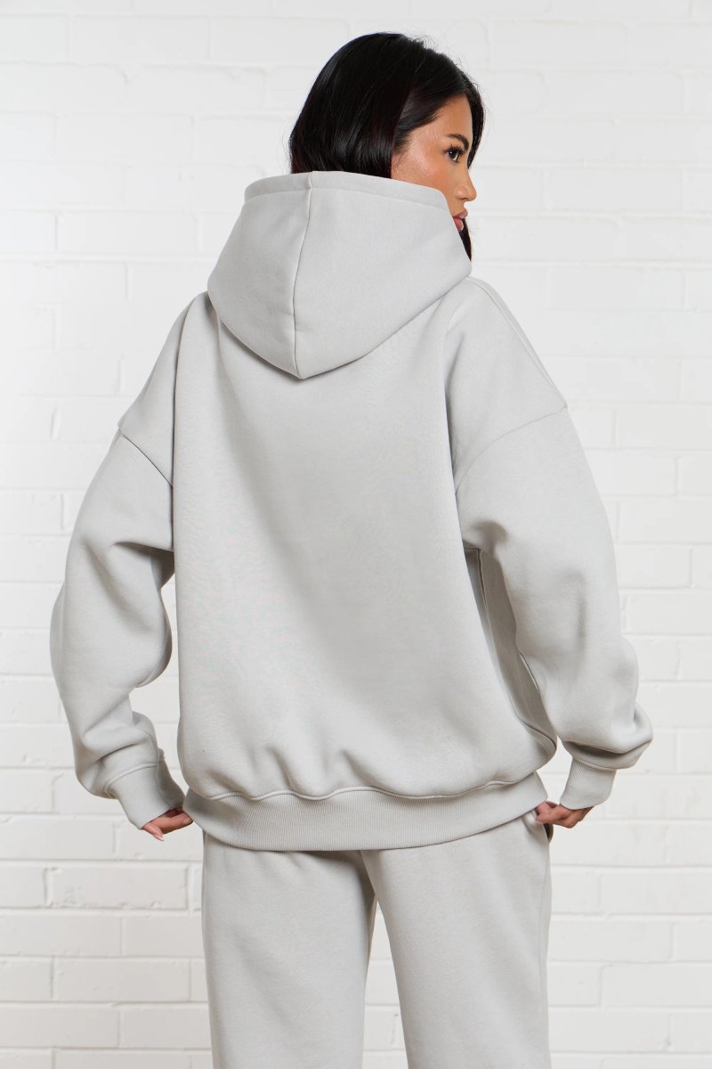 Kaiia Kaiia Jeans Embossed Oversized Hoodie Silver Grey - 3