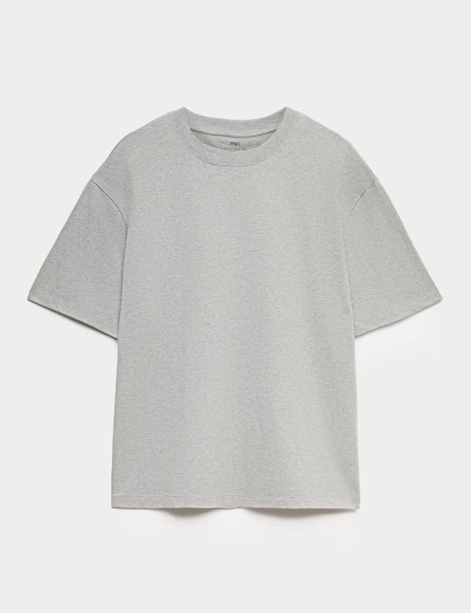 Marks & Spencer M&S Oversized Midweight T-Shirt in Grey Marl