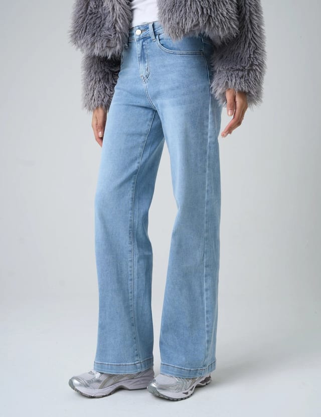 Public Desire Wide Leg High Rise Denim Jeans Blue - 2