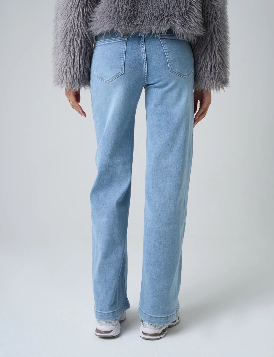 Public Desire Wide Leg High Rise Denim Jeans Blue - 3