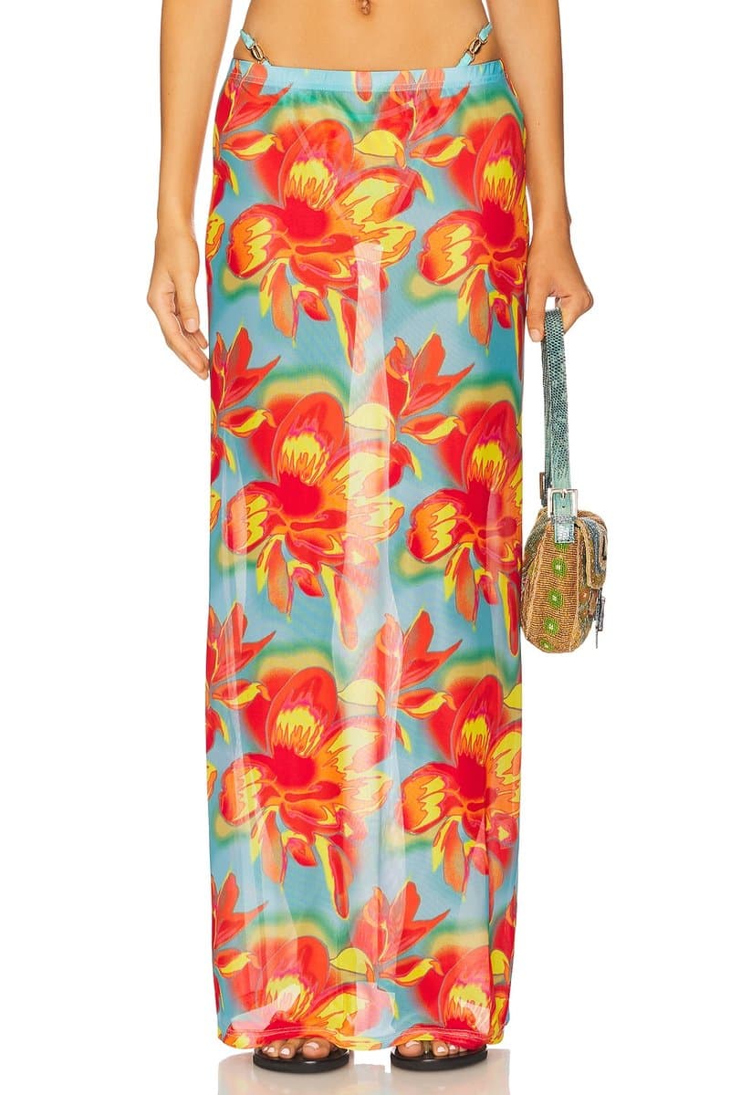 revolve Revolve Floral Maxi Skirt in Diaz Aqua
