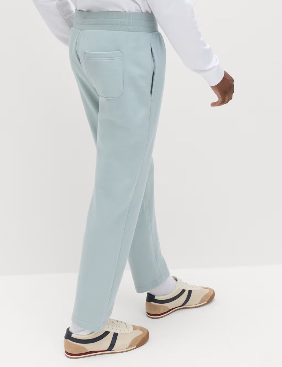 Marks & Spencer M&S Cotton Rich Relaxed Fit Straight Leg Joggers Soft Blue - 3