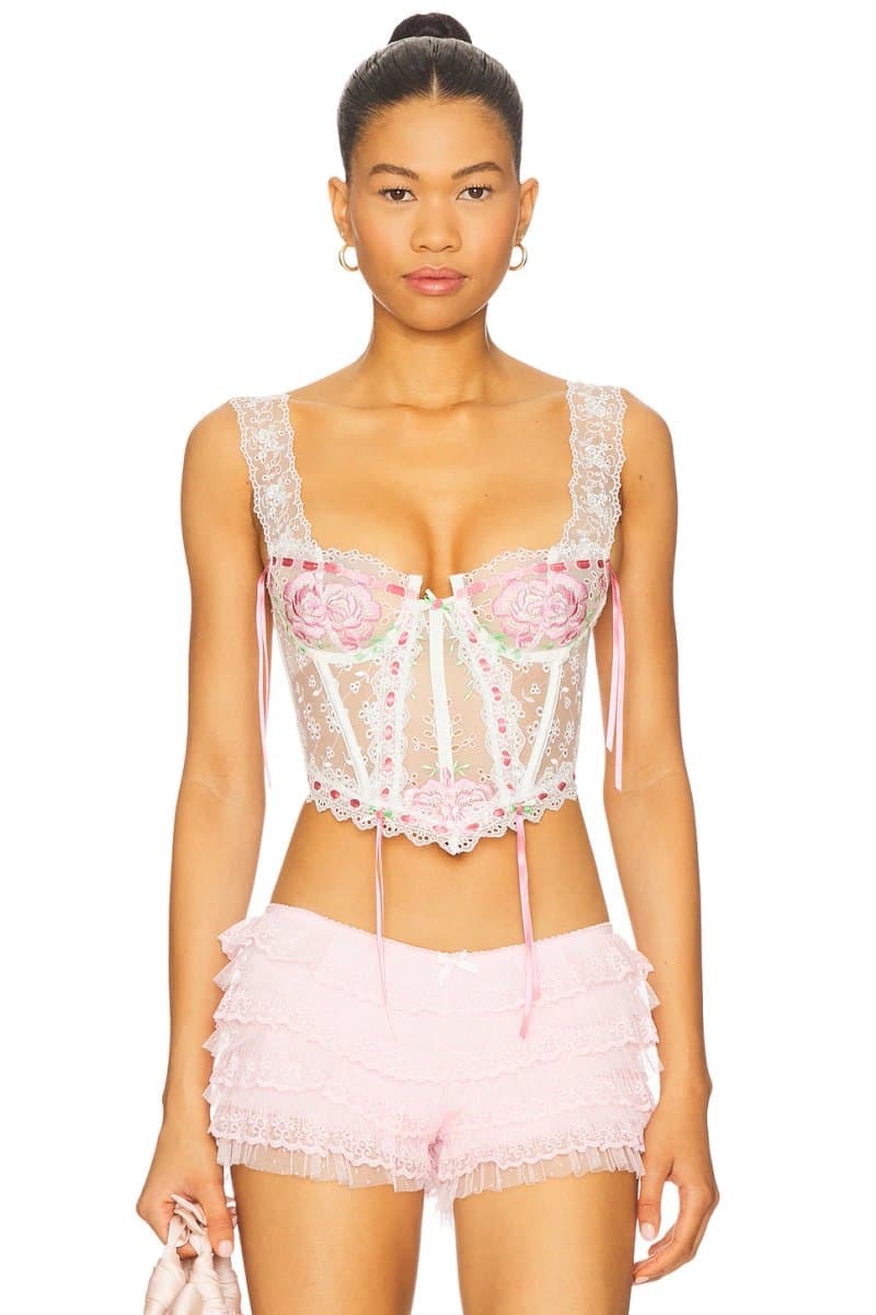 revolve Revolve Rose Milk Eyelet Bustier in Pink