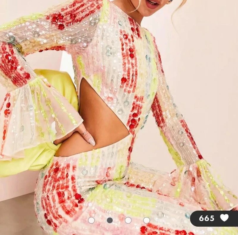 ASOS Asos Luxe rainbow embellished cut out jumpsuit in multi - 2