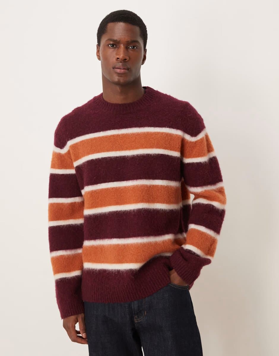 ASOS ARKET stripe crew neck jumper in rust orange stripe