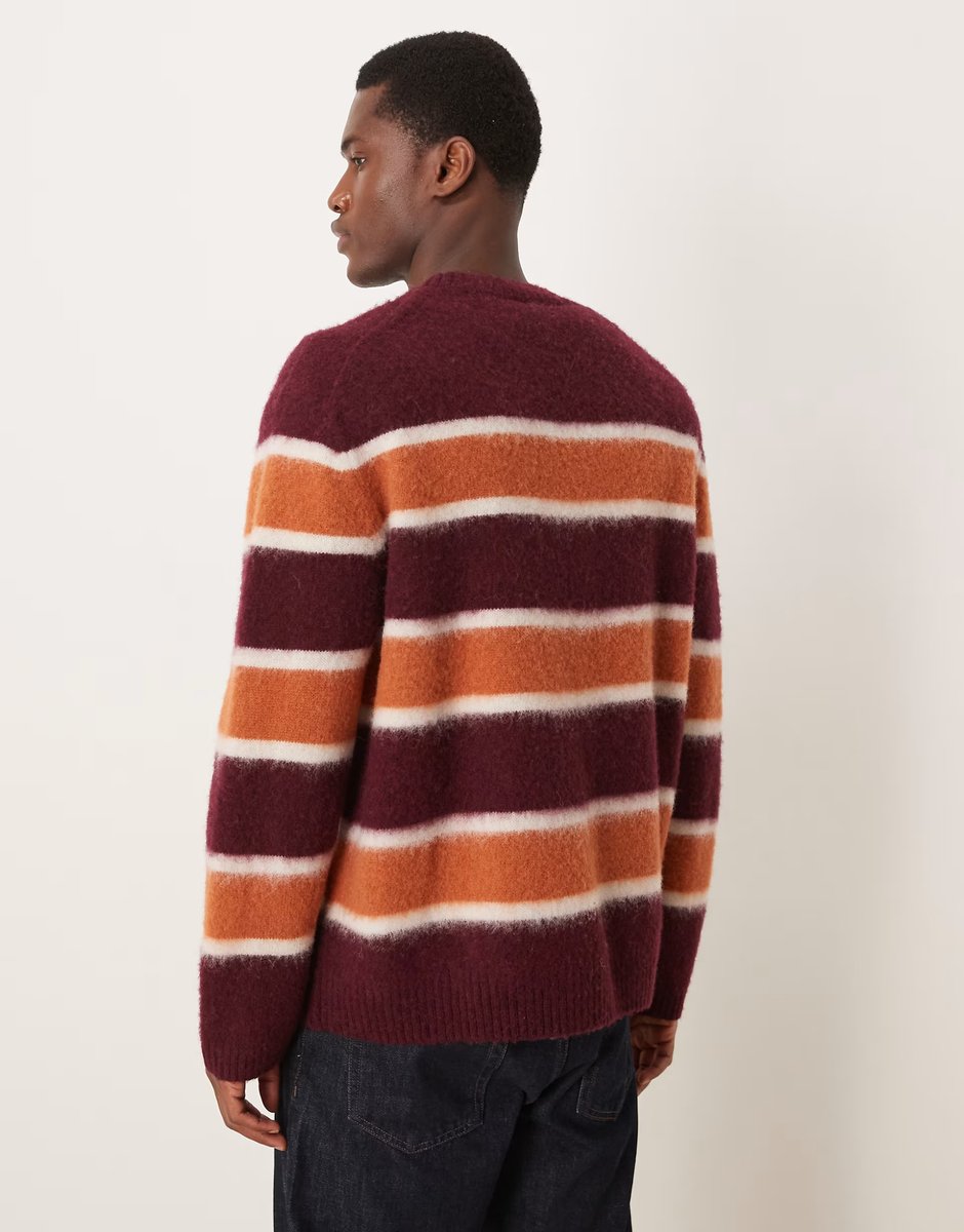 ASOS ARKET stripe crew neck jumper in rust orange stripe - 3