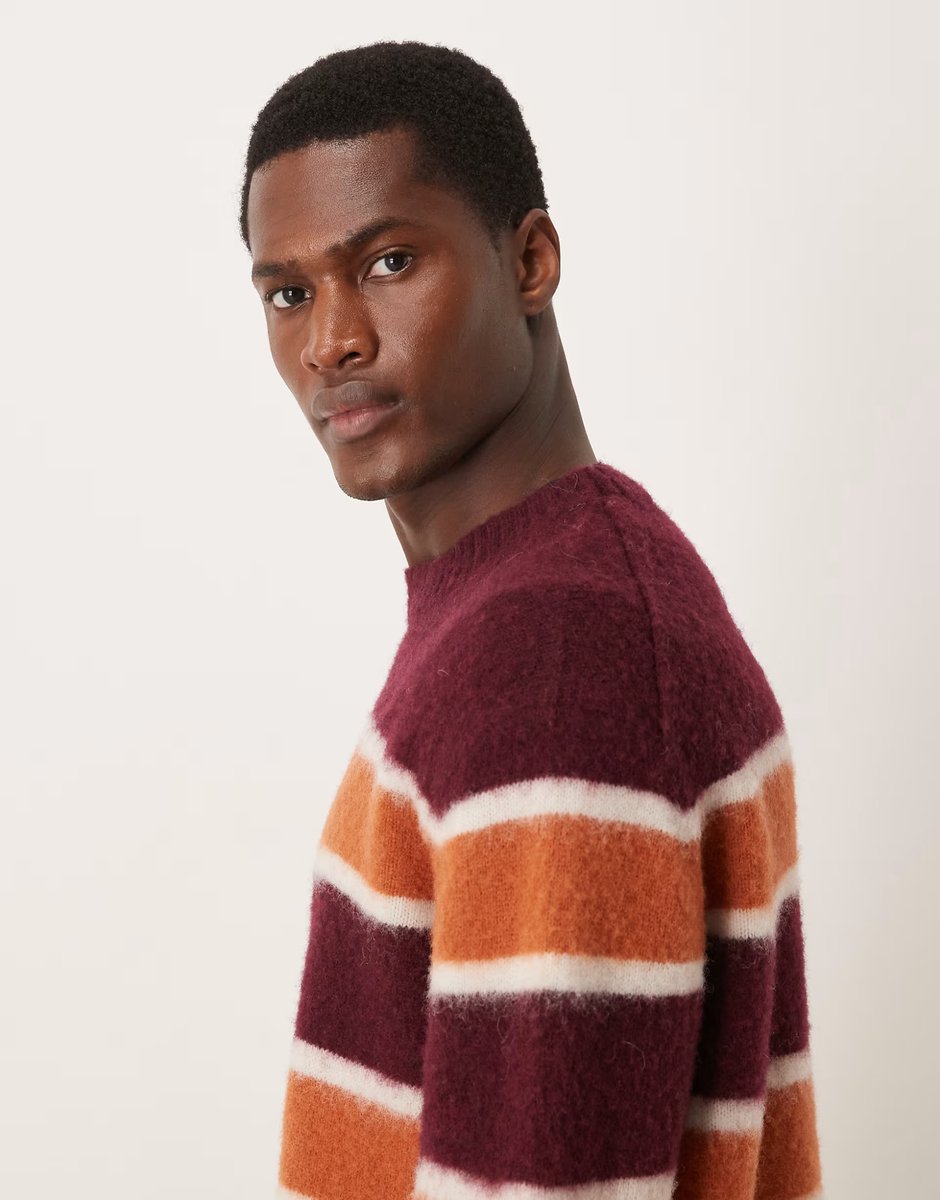 ASOS ARKET stripe crew neck jumper in rust orange stripe - 4