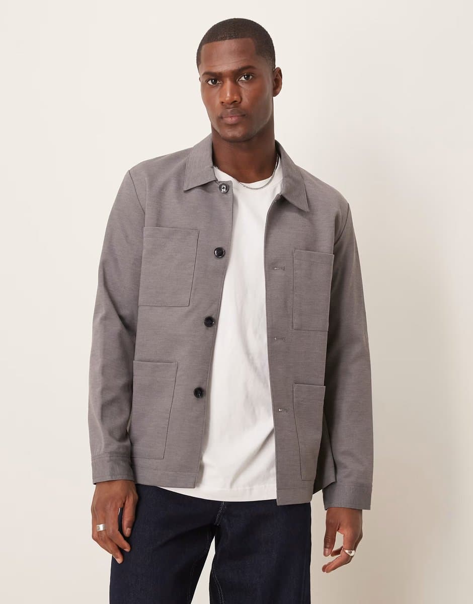 ASOS Selected jersey boxy suit jacket slim fit in grey