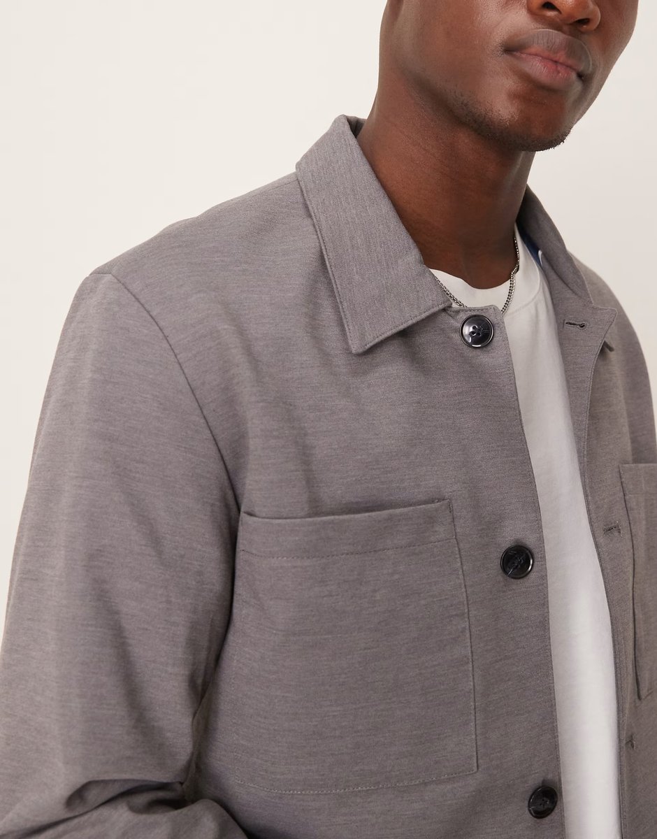 ASOS Selected jersey boxy suit jacket slim fit in grey - 2